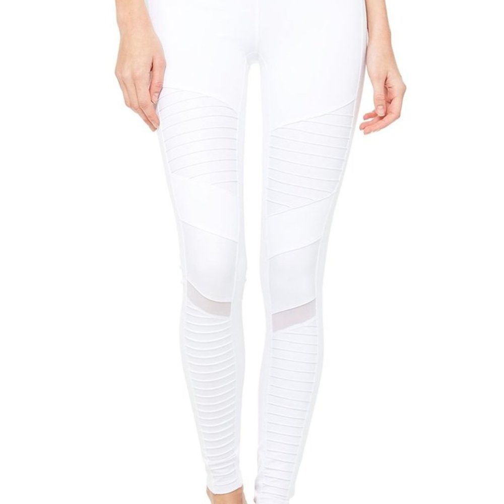 NWT Alo Yoga Moto Legging White/White Glossy - Size S Small